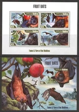 STB214 Maldives 2013 MNH 2 Sheets High CV Nature Fruits Wild Animals Bat