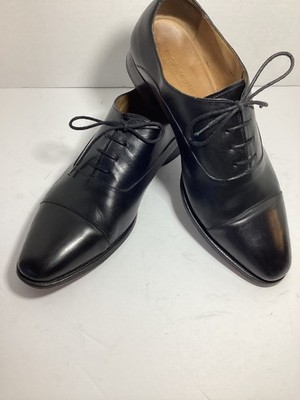Jack Erwin Black Cap Toe Oxford Dress Shoes Men's Size 9 Leather Made in Spain