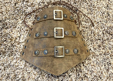 Leather arm gauntlet for cosplay, medieval festivals single forearm w/ buckles