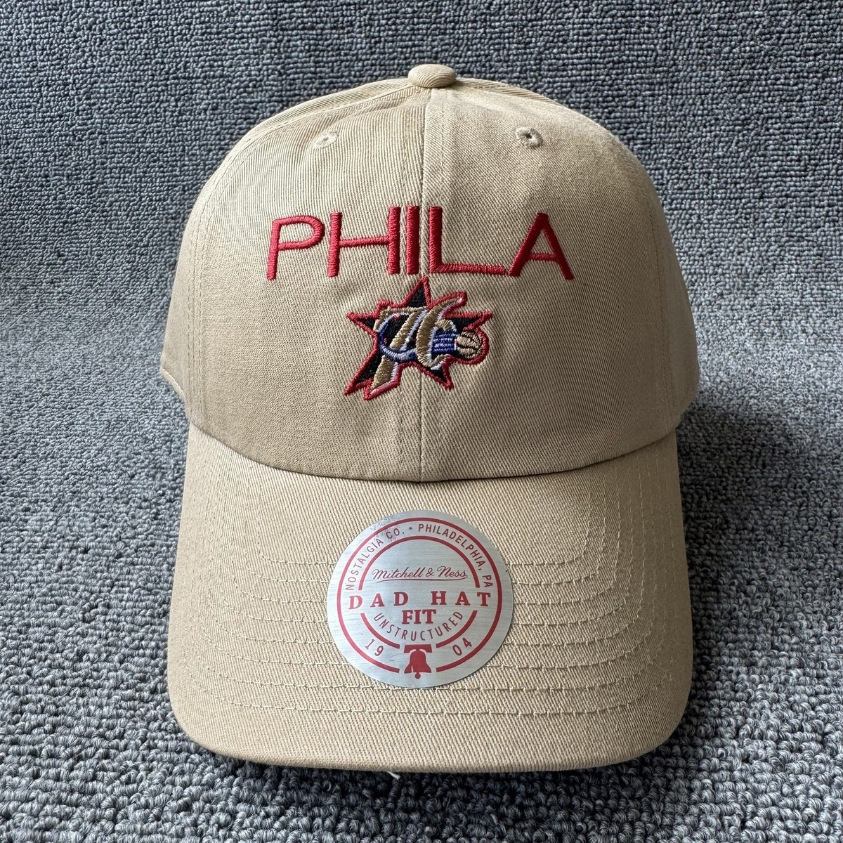 Mitchell & Ness PHILA 76ers Dad Hat Beige Strapback
