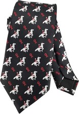 Kooelle Men's Horseshoe Jacquard Tie Horse Racing Festival Tie 3.15", Black Red