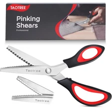 Pinking Shears for Fabric Cutting, Taotree 9.5 Sewing Scissors, Zig Zag Craft