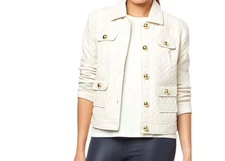 G by Giuliana Black Label Quilted Faux Leather Jacket 2X Color Birch