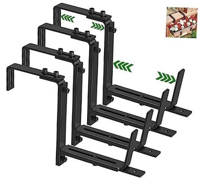  4PCS Adjustable Planter Window Box Planters Hanging Flower Set of 4 - Black