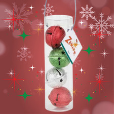 Cat Christmas Jingle Ball Toys Holiday Toy 4 Pack Bells Kitten Kitty Xmas Play