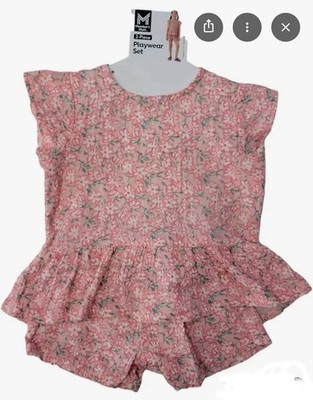 Members Mark Girls 2 Piece Pink Floral Playwear Set - 12 months - NIP