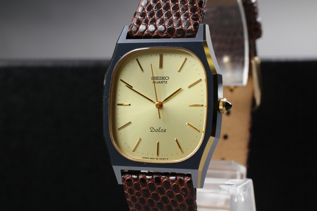 Vintage 1982 N MINT Seiko Dolce 5931-5420 Gold Tank Quartz