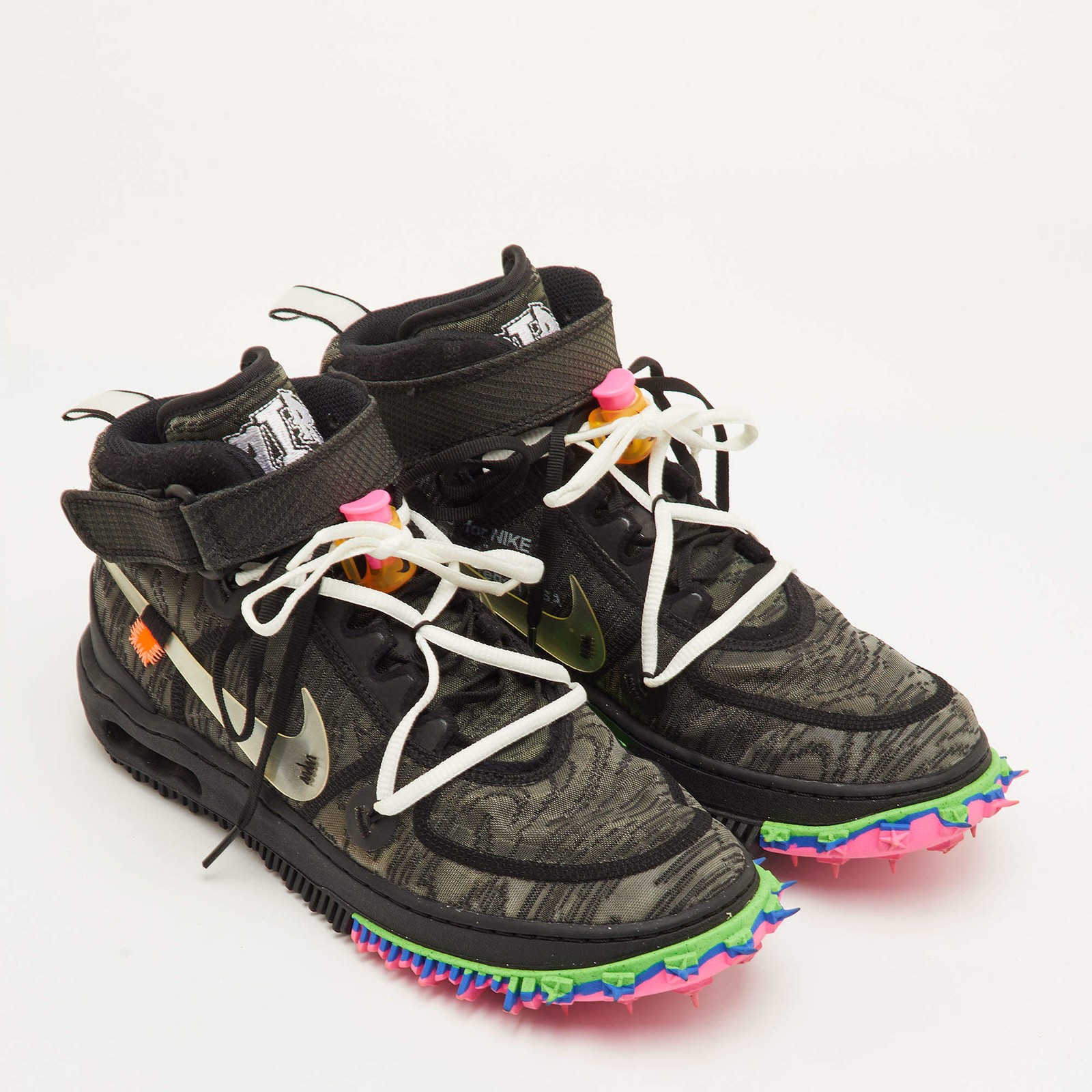 OffWhite x Nike Air Force 1 Mid Size 42 Black Fabric Lace Up Sneakers thumbnail 4