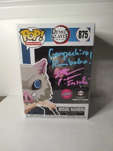 Funko Pop!:Demon Slayer - Inosuke Hashibira (Flocked)Signed By Bryce Papenbrook