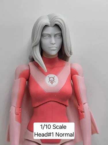 3d Print UNBEATABLE BOY ATOM EVE HEAD#1 1:10  7" SELECT  DC MULTIVERSE