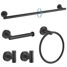 5 Piece Bathroom Hardware Set Matte Black SUS304 Stainless Steel Towel Bar