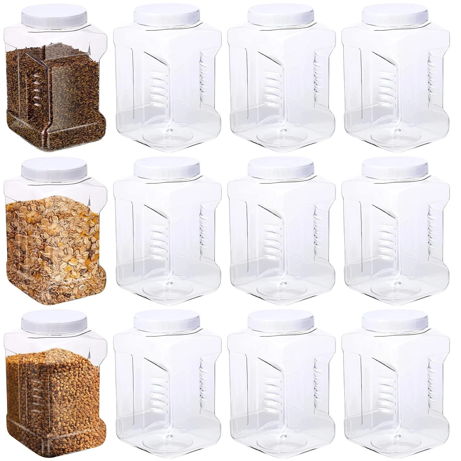 12 Packs 1 Gallon Clear Plastic Food Storage Jar Grip Lid Airtight Container
Opens in a new window o