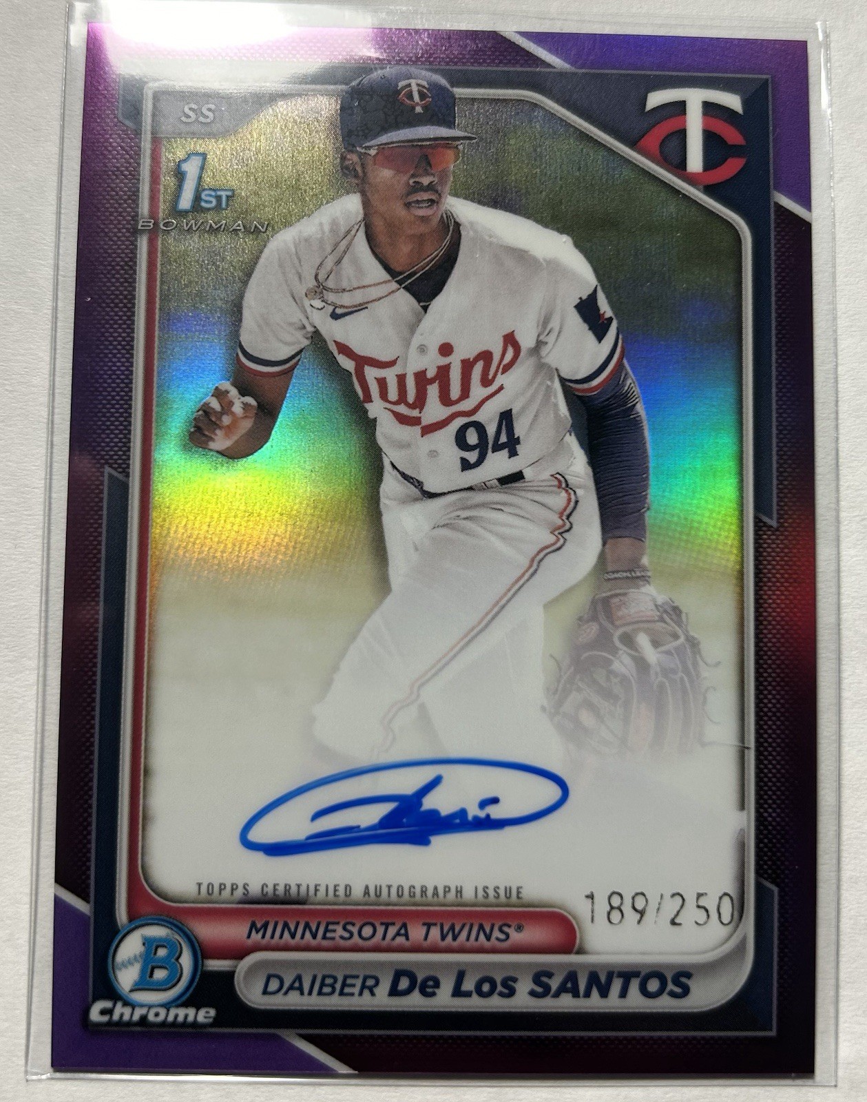 2024 Bowman Chrome 1st- Daiber De Los Santos #CPA-DD Purple /250 (AU, RC)