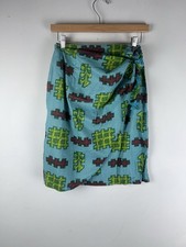 VTG Passports Of Pier 1 Floral Wrap Skirt Green Blue Tribal Mayan Print Medium