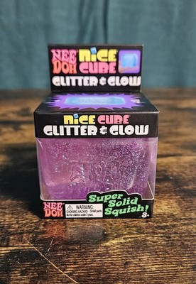 NeeDoh Nice Cube Glitter and Glow - Nee Doh Squishy - Glitter PINK