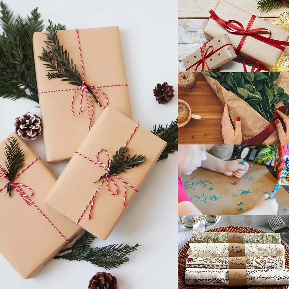 Rolo de papel de embrulho marrom 30"x 1200" papel de embalagem artesanal para envio móvel, - Imagem 4 de 4