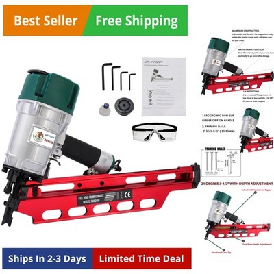 Mexican Style Framing Nailer 21 Degree 3-1/2'' with Depth Adjustment Professio...