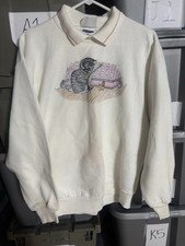 Vintage Cat Mouse Sweatshirt L Kitty Cats Crewneck Pullover Indie O3
