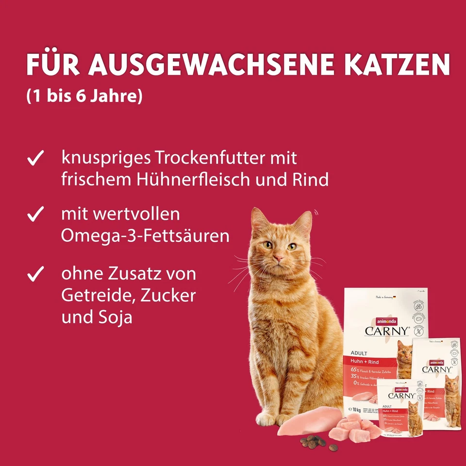 Katzen Trockenfutter Adult mit Huhn und Rind 1 x 10kg, Trockenfutter für ausg... - Bild 3 von 4