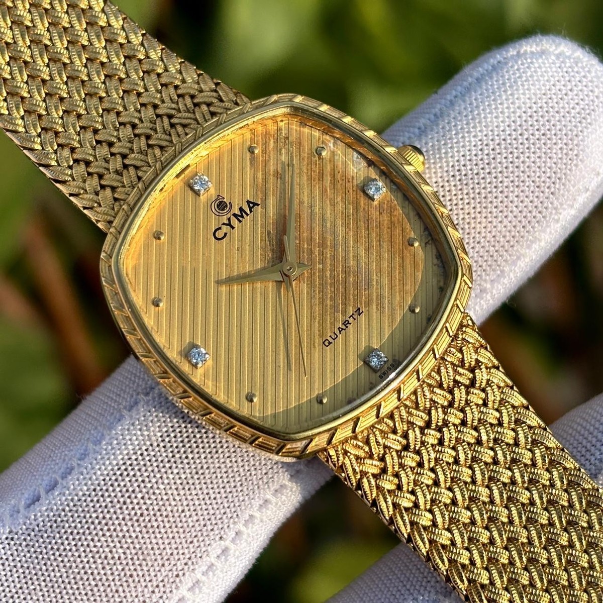 ビンテージ　vintage　腕時計　CYMA Rare Vintage Cyma Linen Textured Patina Dial Swiss Made Men's