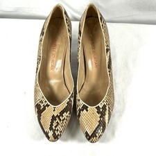 Vintage 90's Charles Jourdan Women's Snakeskin Leather Pumps Pointed Toe Sz. 8AA