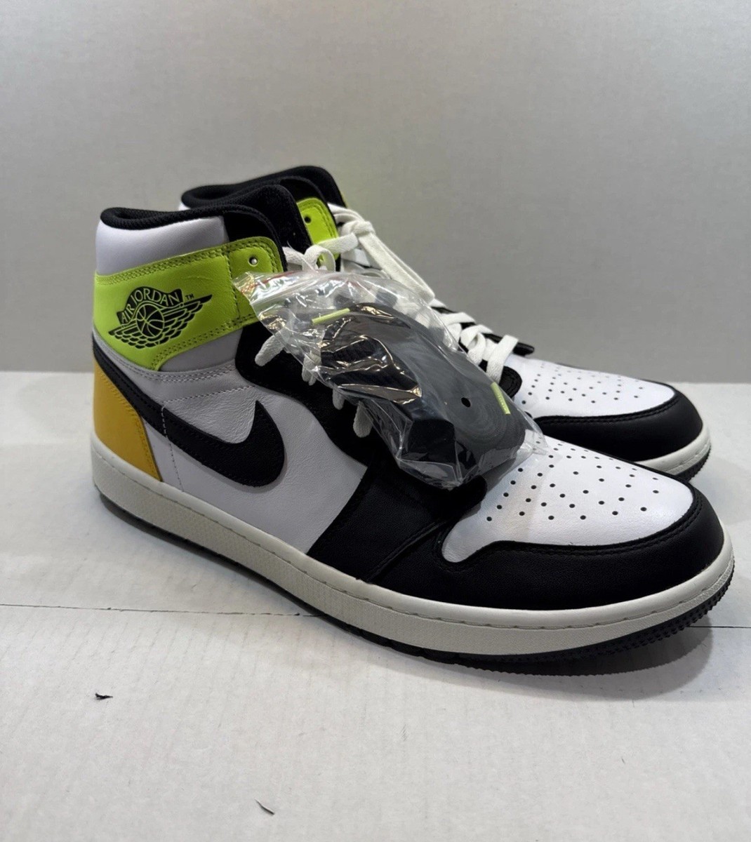 Mens Size 14 Nike Air Jordan 1 High Golf Shoes White Black Volt