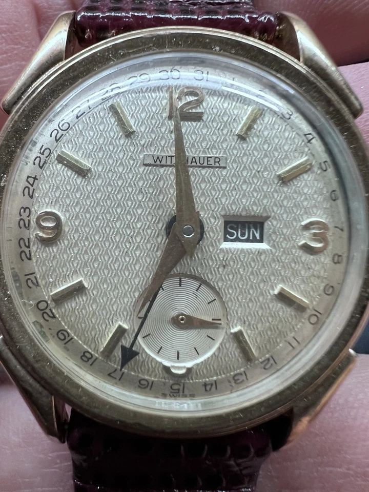 复古 Wittnauer 指针日日期 罕见。 带有备用机芯 — 第 2/4 张图片