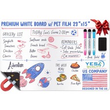 Extra Large Magnetic Dry Erase White Board for Fridge - 23x15 - Stain Resista...
