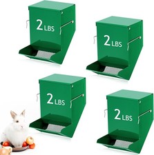 4 Pcs Rabbit Feeder for Cages Small Animal Food Dispenser with Lid Metal Rabb...