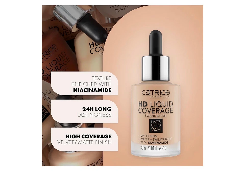 Catrice HD Liquid Coverage foundation 037 Golden Beige - Image 4 of 4