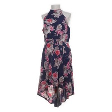 Mela London, Kleid, Größe: 44, Blau/Pink/Mehrfarbig, Polyester, Blumen #mbU