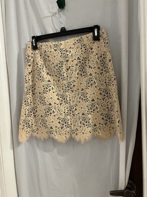 Sandro Paris Cream Black Floral Lace Overlay Mini Skirt Sz 1