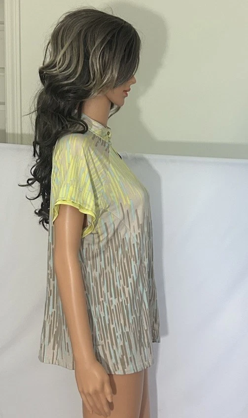 Camisa de golf para mujer JAMIE SADOCK 1/4 cremallera top polo amarillo/beige/azul claro talla XL USADA EN EXCELENTE ESTADO Foto 4 de 4