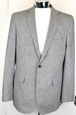 Lands End Elston Tailored Fit Gray Herringbone 2 Button Blazer Sz 42 Long