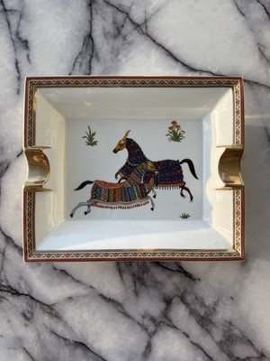 Hermes Equestrian Horse Porcelain Ashtray Change Tray w/ Box