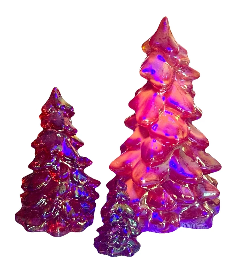 Vidrio Mosser - Juego de 3 piezas - Pequeño mediano grande - Pinos rojos de carnaval Foto 2 de 2