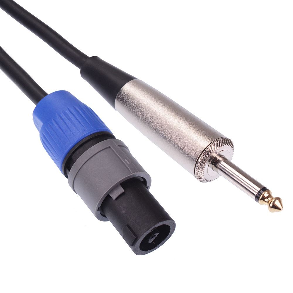 3m 2 Pole Speakon Male to 6.35mm 1/4"" Mono Plug Speaker Cable Lead