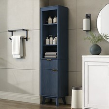 68" H Tall Bathroom Storage Cabinet, Blue, 1 Drawer 1 Door