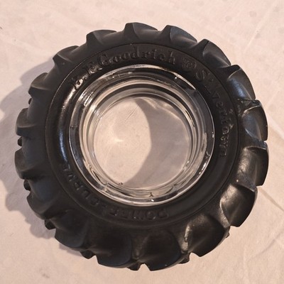 Vintage B.F. Goodrich Silvertown Power Cushion Tire Ashtray Glass Insert