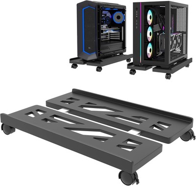 Hmfmdy Mobiler CPU Ständer, Desktop PC Verstellbarer Computerturm Schwarz 