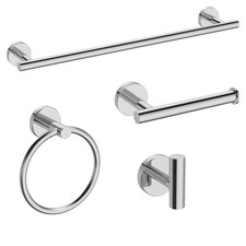 Polished Chrome Bathroom Accessories Set, 24-Inch Towel Bar Set Wall Mounted, Du