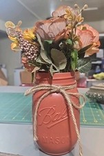 Painted Mason Jar Floral Arrangement