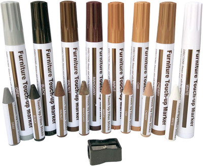 Möbel Holz Reparatur Marker Ausbesserungsset - 17-teiliges Set mit Wachssticks für Beizen