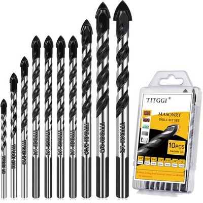 Professional Masonry Drill Bit Set (10PCS) for Glass/Brick/Plastic/Cement/Wood/T