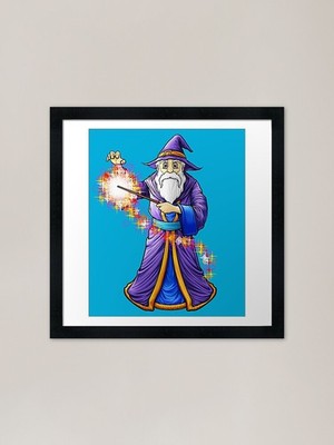 Zauberer & Zauberstab Casting A Magic Spell gerahmtes Wandbild Poster Leinwanddruck Bild