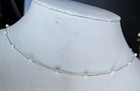 14k Yellow gold 22 Pearl station necklace or by the yard, 26" cable chain 3.8 gr