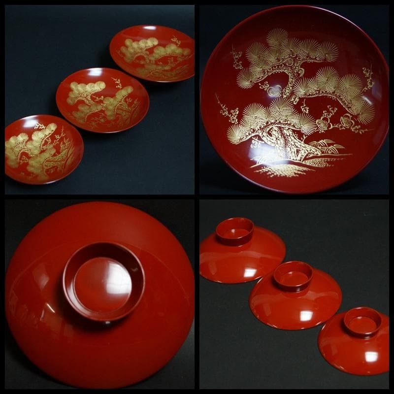 Jubako Bento Box Japanese Wajima lacquer wooden toso set gold lacquered "Shochik Jubako Bento Box Japanese Wajima lacquer wooden toso set gold lacquered "Shochik