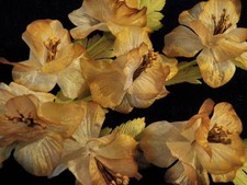 Vintage Millinery Flower 2" Crisp Organdy Bunch 7pc Brown Trim for Hat Hair KQ2