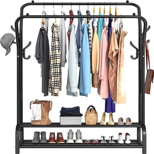 Clothes Rack Heavy Duty Wardrobe Hanger Closet Organizer Garment Storage Stand-image