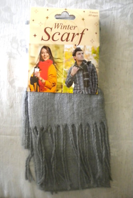 BRAND NEW SOLID GRAY MEN'S WINTER SCARF FLANNEL SUPER SOFT BOX26*